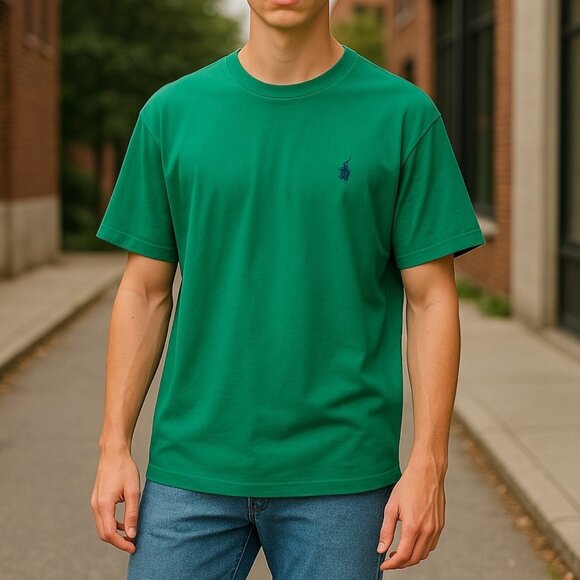 Polo Ralph Lauren Men’s Green T-Shirt Size Large – Classic Fit Short Sleeve - Picture 1 of 7